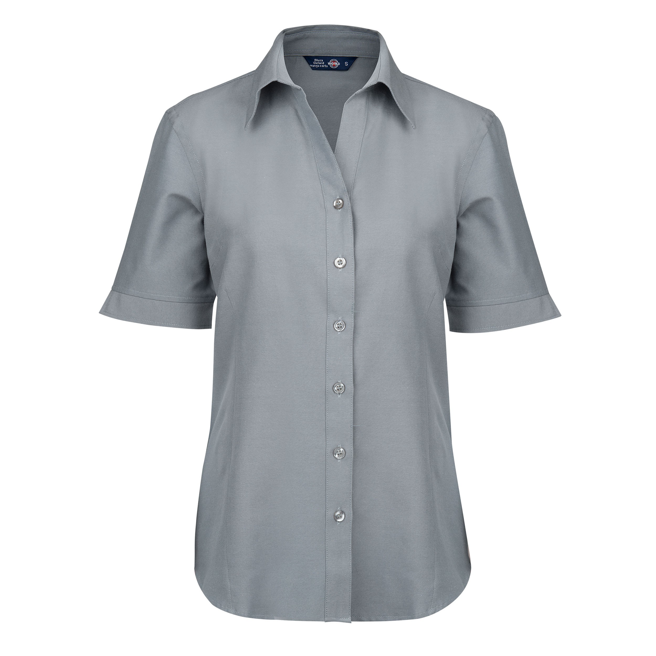 BLUSA OXFORD MANGA CORTA MUJER